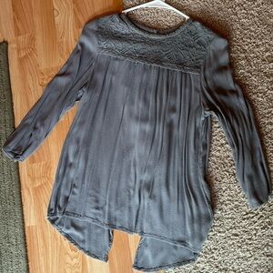 Gray Lace Detail Blouse